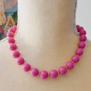 Vintage Pink Plastic Beaded Collar Necklace
